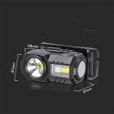 Latarka 3w1 czołowa rowerowa V-TAC 3W SMD ładowanie USB-C IP43 VT-9902 190lm 2 lata Gwarancji