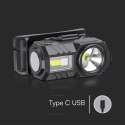 Latarka 3w1 czołowa rowerowa V-TAC 3W SMD ładowanie USB-C IP43 VT-9902 190lm 2 lata Gwarancji