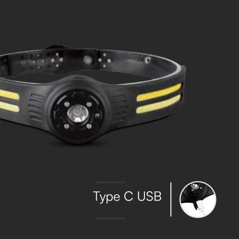 Latarka czołowa V-TAC 3W SMD 5W COB ładowanie USB-C IP43 VT-9901 470lm 2 lata Gwarancji Latarka czołowa V-TAC 3W SMD 5W COB ładowanie USB-C IP43 VT-9901 470lm 2 lata Gwarancji