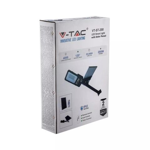 Naświetlacz Oprawa Uliczna Solarna V-TAC 50W LED IP65 VT-ST200 4000K 4000lm Naświetlacz Oprawa Uliczna Solarna V-TAC 50W LED IP65 VT-ST200 4000K 4000lm