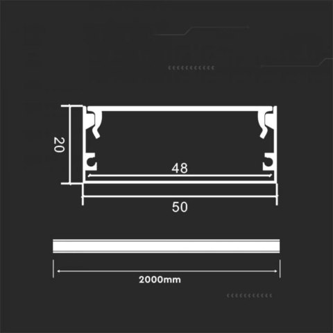 Profil aluminiowy anodowany V-TAC 2mb klosz mleczny 20x50mm VT-8206 2 lata Gwarancji Profil aluminiowy anodowany V-TAC 2mb klosz mleczny 20x50mm VT-8206 2 lata Gwarancji