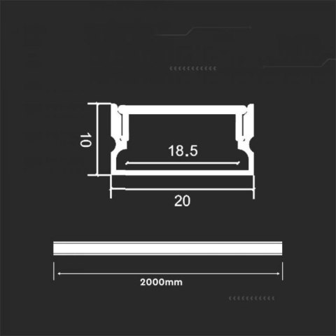 Profil aluminiowy anodowany na dwie taśmy 185mm V-TAC 2mb klosz mleczny VT-8202 2 lata Gwarancji Profil aluminiowy anodowany na dwie taśmy 185mm V-TAC 2mb klosz mleczny VT-8202 2 lata Gwarancji