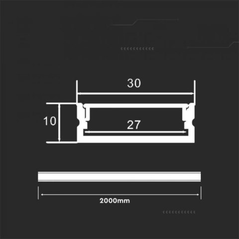 Profil aluminiowy anodowany na dwie taśmy 27x10mm V-TAC 2mb klosz mleczny VT-8204 2 lata Gwarancji Profil aluminiowy anodowany na dwie taśmy 27x10mm V-TAC 2mb klosz mleczny VT-8204 2 lata Gwarancji