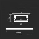 Profil aluminiowy anodowany wpuszczany na dwie taśmy V-TAC 2mb klosz mleczny VT-8203 2 lata Gwarancji