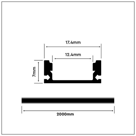 Profil Aluminiowy V-TAC 2mb Czarny, Klosz Czarny VT-8113 Profil Aluminiowy V-TAC 2mb Czarny, Klosz Czarny VT-8113