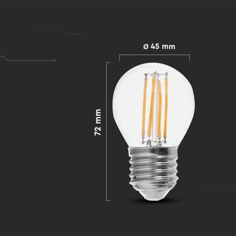 Żarówka LED filament V-TAC 4W kulka G45 E27 3xKlik ściemnialna VT-2704 3000K 400lm 2 lata Gwarancji Żarówka LED filament V-TAC 4W kulka G45 E27 3xKlik ściemnialna VT-2704 3000K 400lm 2 lata Gwarancji
