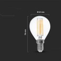 Żarówka LED filament V-TAC 4W kulka P45 E14 3xKlik ściemnialna VT-2604 3000K 400lm 2 lata Gwarancji