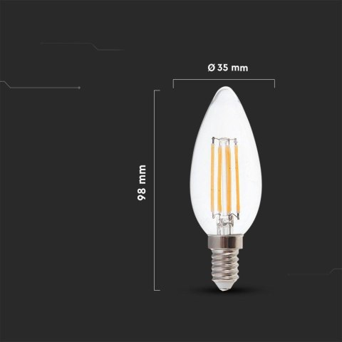 Żarówka LED Filament V-TAC 4W Świeczka C37 E14 3xKlik Ściemnialna VT-2804 3000K 400lm Żarówka LED Filament V-TAC 4W Świeczka C37 E14 3xKlik Ściemnialna VT-2804 3000K 400lm