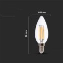 Żarówka LED V-TAC 5,5W E14 filament świeczka ściemnialna VT-21125 3000K 600lm 2 lata Gwarancji