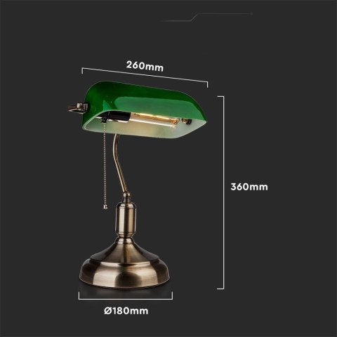 Lampa bankierska V-TAC E27 stare złoto zielony klosz VT-7151-GR 5 lat Gwarancji Lampa bankierska V-TAC E27 stare złoto zielony klosz VT-7151-GR 5 lat Gwarancji