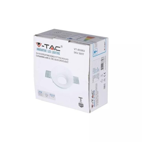 Oczko V-TAC gips GU10 wpuszczane okrągłe białe fi.103 V-TAC VT-859RD 2 lata Gwarancji Oczko V-TAC gips GU10 wpuszczane okrągłe białe fi.103 V-TAC VT-859RD 2 lata Gwarancji