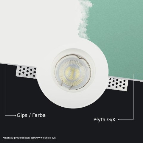 Oczko V-TAC GIPS GU10 Wpuszczane Okrągłe fi.100 Białe VT-771 Oczko V-TAC GIPS GU10 Wpuszczane Okrągłe fi.100 Białe VT-771