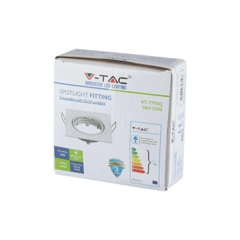 Oczko V-TAC GU10 Kwadrat Ruchome Białe VT-779-WH-SQ Oczko V-TAC GU10 Kwadrat Ruchome Białe VT-779-WH-SQ