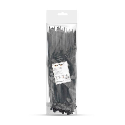 Opaski Zaciskowe V-TAC 4.5x300mm Czarna 22kg Nylon66 (Opak. 100szt) Opaski Zaciskowe V-TAC 4.5x300mm Czarna 22kg Nylon66 (Opak. 100szt)