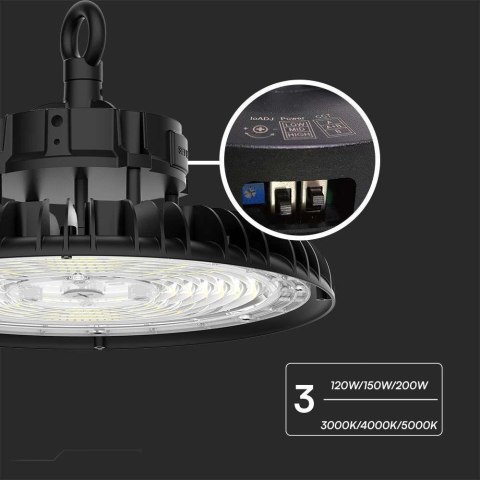 Oprawa V-TAC LED high bay LIFUD driver 0-10V 160Lm/W 120W/150W/200W VT-90202 3000K+4000K+5000K 27000lm 5 lat Gwarancji Oprawa V-TAC LED high bay LIFUD driver 0-10V 160Lm/W 120W/150W/200W VT-90202 3000K+4000K+5000K 27000lm 5 lat Gwarancji