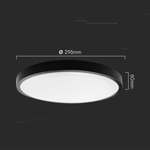 Plafon V-TAC 24W LED Okrągły 30cm Natynkowy IP44 Czarny VT-8624B 4000K 2500lm Plafon V-TAC 24W LED Okrągły 30cm Natynkowy IP44 Czarny VT-8624B 4000K 2500lm