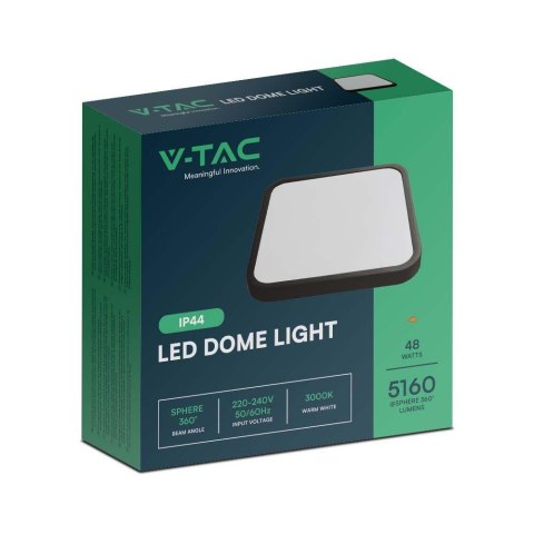 Plafon V-TAC 48W LED kwadrat 42x42cm natynkowy IP44 czarny VT-8630B 4000K 5160lm 2 lata Gwarancji Plafon V-TAC 48W LED kwadrat 42x42cm natynkowy IP44 czarny VT-8630B 4000K 5160lm 2 lata Gwarancji