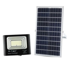 Projektor LED solarny V-TAC 35W czarny IP65 pilot timer VT-100W 4000K 2450lm 2 lata Gwarancji