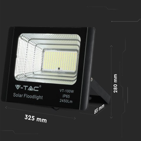 Projektor LED solarny V-TAC 35W czarny IP65 pilot timer VT-100W 4000K 2450lm 2 lata Gwarancji Projektor LED solarny V-TAC 35W czarny IP65 pilot timer VT-100W 4000K 2450lm 2 lata Gwarancji