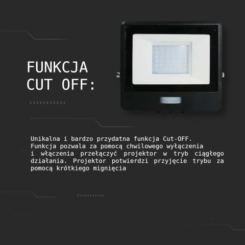 Projektor LED V-TAC 20W SAMSUNG CHIP Czujnik Ruchu Czarny Przewód 1M VT-128S-1 6400K 1510lm 5 Lat Gwarancji Projektor LED V-TAC 20W SAMSUNG CHIP Czujnik Ruchu Czarny Przewód 1M VT-128S-1 6400K 1510lm 5 Lat Gwarancji