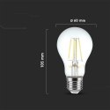 Żarówka LED 6W filament E27 A60 V-TAC VT-1887 3000K 600lm 2 lata Gwarancji