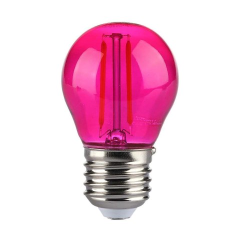 Żarówka LED V-TAC 2W Filament E27 Kulka G45 Kolor VT-2132 Kolor Różowy 60lm Żarówka LED V-TAC 2W Filament E27 Kulka G45 Kolor VT-2132 Kolor Różowy 60lm