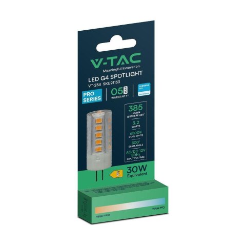 Żarówka LED V-TAC SAMSUNG CHIP 3.2W G4 12V VT-234 4000K 385lm 5 Lat Gwarancji Żarówka LED V-TAC SAMSUNG CHIP 3.2W G4 12V VT-234 4000K 385lm 5 Lat Gwarancji