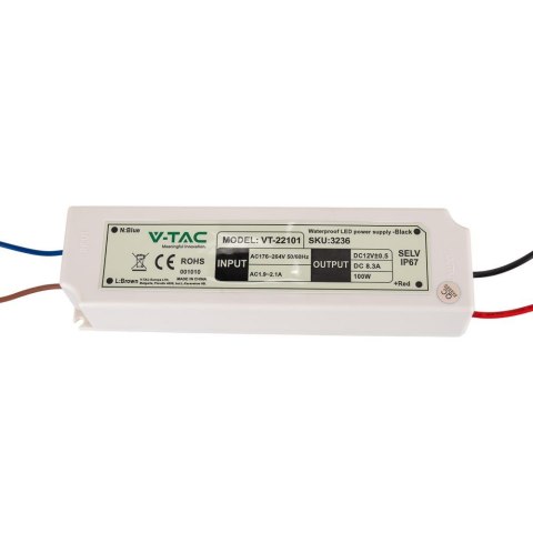 Zasilacz LED V-TAC 100W 12V 8.3A IP67 hermetyczny filtr EMI VT-22101 2 lata Gwarancji Zasilacz LED V-TAC 100W 12V 8.3A IP67 hermetyczny filtr EMI VT-22101 2 lata Gwarancji